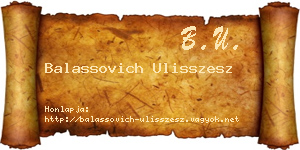 Balassovich Ulisszesz névjegykártya